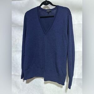 Universal Standard Women’s Medium V-Neck 100% Merino Wool Sweater Navy Blue EUC!